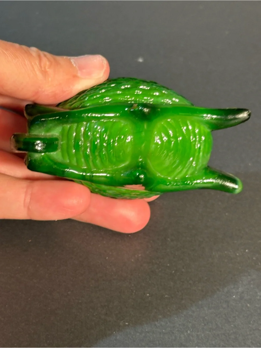 Vintage Joe St. Clair Glass Dark Green Wheelbarrow Toothpick Holder Salt Dips